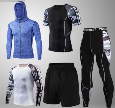 China Hot Selling Top Quality Fitness Suit Men's Five Piece Set Breathable Yoga Set 2022 for sale