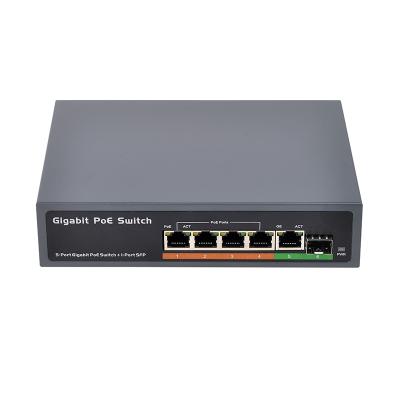 China POE 4 port all gigabit 48v poe switch SDAPO PSE604GS 65W 4+1+1SFP all gigabit PoE switch 48V with 12Gbps IEEE802.3af/at for sale