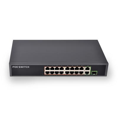 China POE port switch 16 poe with 250W high quality power IEEE802.3af/at 48V 16+2+1SFP million bits with gigabit uplink SDAPO PSE1816GSR for sale