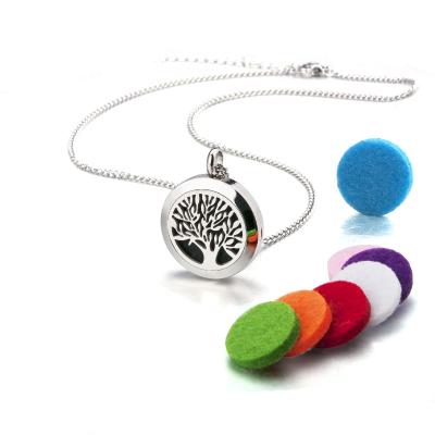 China Stainless Steel 20mm 25mm Family Tree Essential Oil Diffuser Necklace For Kids for sale