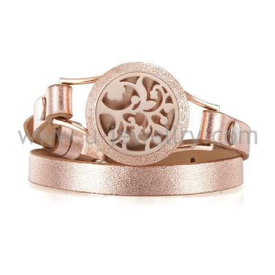 China Stainless Steel Fashion Jewelry Rose Gold Diffuser Bracelet 316L Stainless Steel Gold Plated Jewelry Wholesale for sale