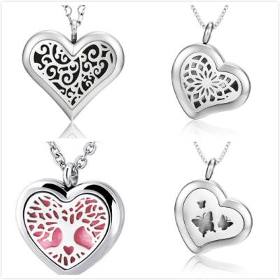 China Cute Stainless Steel Heart Aromatherapy Essential Oil Diffuser Pendant Necklace for sale