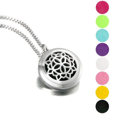 China Silver Stainless Steel Necklaces Jewelry Aroma Scent Diffuser Pendant With 8 Color Pads for sale