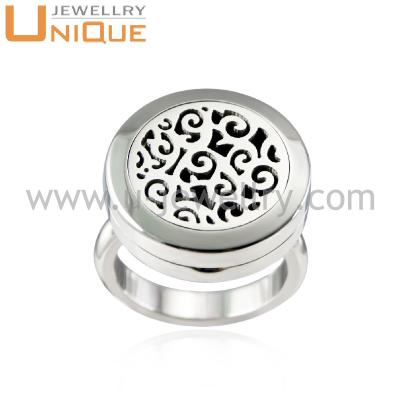 China Custom 316L Stainless Steel Essential Oil Perfume Diffuser Pendant Men's Jewelry Ring for sale