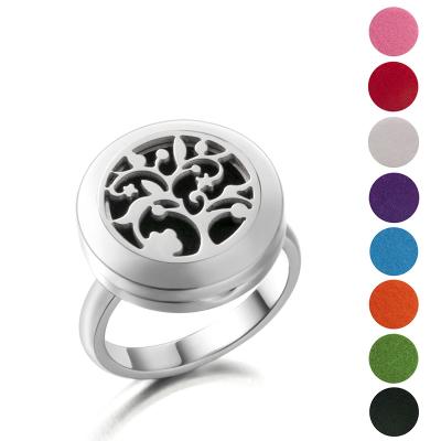 China Fashion Jewelry Tree Of Life Stainless Steel Aroma Essential Oil Diffuser Diamond Ring Price Stainless Steel for sale