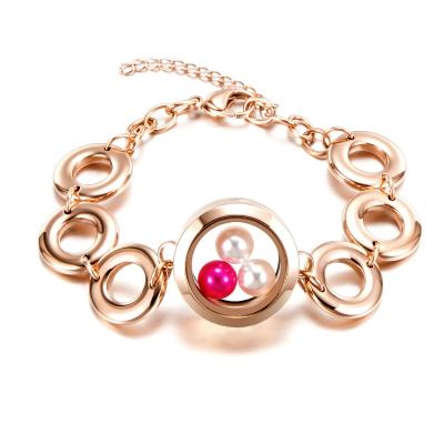 China Stainless Steel Pendant Bracelet 316L Stainless Steel Rose Gold Pendant Glass Bracelet For 8mm Beads for sale