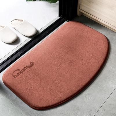 China Modern High Quality Washable Non Slip Water Absorbent Flannel Memory Foam Memory Foam Indoor Gray Door Mat for sale