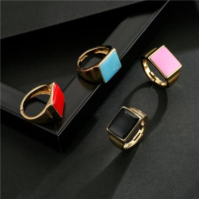 China Ring Fashion 4 Color Drop Color Copper Gold Plating Geometric Opening Ring Woman Oil Nickel Free for sale