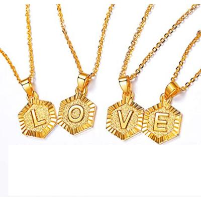 China New Wholesale FASHIONABLE Small Titanium Steel Initial Necklace 18K Gold Plated Gold Plated Letter for sale