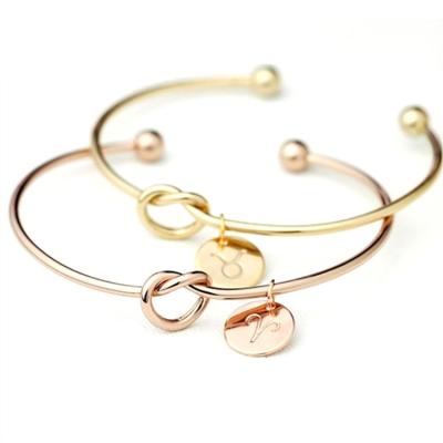 China New constellation 12 constellation bracelet punk Three-color open bangle bracelet manufacturers for sale