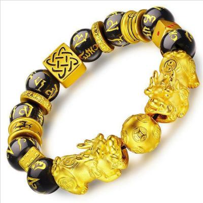 China Of gold bracelet 14mm lucky bracelets brave gold plated explosive FASHIONABLE men's and women's couples transfer bracelet for sale