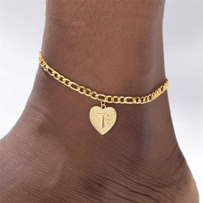 China Hot FASHIONABLE Letter Adjustable Anklets Initial Anklet Chain Style Gold Heart Anklets Creative Body Jewelry 7 Buyers for sale