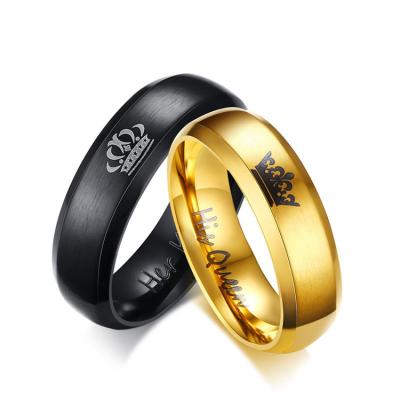 China 2021 New Valentine's Day Couples Ring Titanium Steel Ring Gold Crown Couples Gift Nickel Free Ring for sale