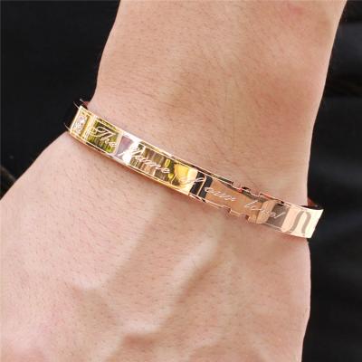 China BOHEMIA Korean Version Of Jewelry New Rose Gold Plated Love Round Titanium Steel Couple Bracelet for sale