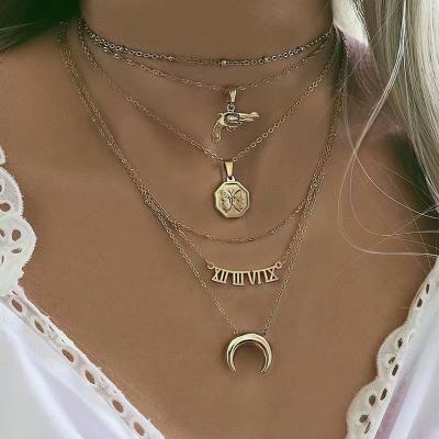 China Trendy Fashion Gold Cross Egypt Necklace For Women Necklace Women Jewelry Multilayer Necklace for sale