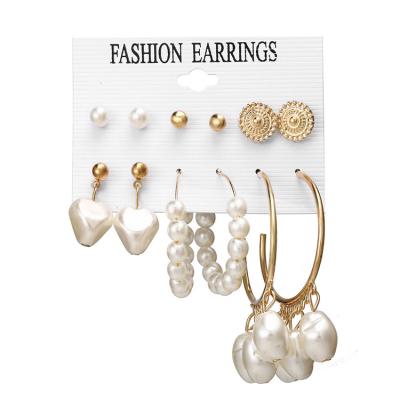 China FASHIONABLE border hot selling earrings exaggerated artificial pearl circle tassel set earrings for sale