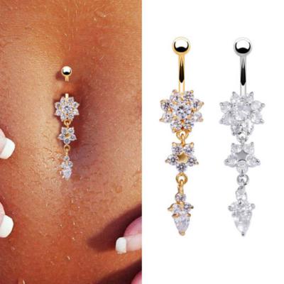 China CLASSIC Rose Gold Flower Belly Button hot piercing punk umbilical umbilical body piercing jewelry for sale