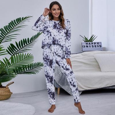 China Anti-pilling Autumn Women's wear printed temperament black and white two-piece fashion long sleeve casual suits for sale