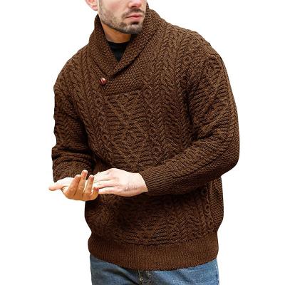 China Winter Breathable Fashion Men High Neck Knitted Solid Color Sweater for sale