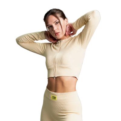 China Solid Long Sleeve Yoga Tops Women's Breathable Fitness Top Gym Sports Bra-Workout Crop Top for sale