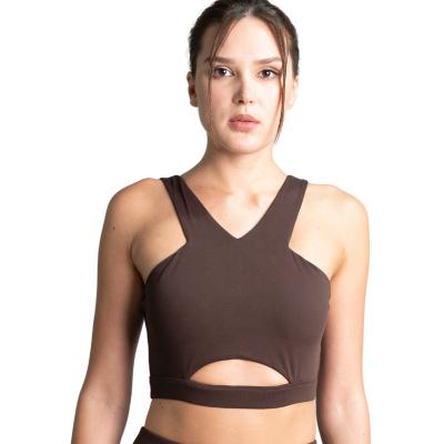 China Breathable V-Neck Yoga Tops Women's Fitness Tops Gym Sports Bra Workout Bra Tops for sale