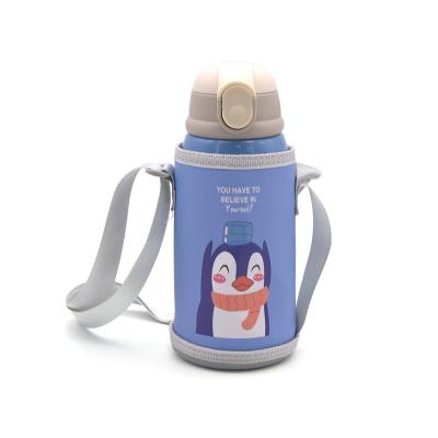 China Wholesale PORTABLE 550ml GC Cute Kids Vacuum Flask With Straw Stainless Steel Cup Baby Thermos Flask Children Silicone Thermos for sale