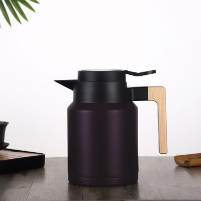 China WITH LID 1.2L Double Wall Coffee Jug Coffee Thermos With Wooden Handle Insulated Coffee Pot for sale