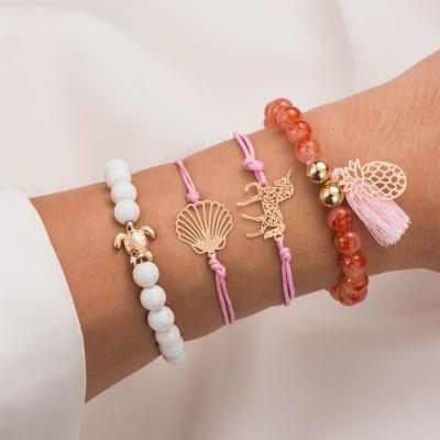 China FASHIONABLE Hot Selling Simple Pineapple Unicorn Leaf Simple Design Gold Jewelry Turtle Beads Bracelets & Bangles Jewelry for sale