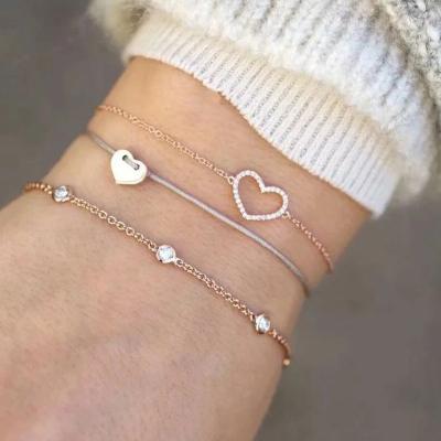 China New Fashion Love Heart Adjustable Bead Crystal Bracelet Bangle Bracelet Gold FASHIONABLE Crystal Wholesale for sale