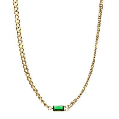 China Other Popular Fashion Vintage Gold Plated Necklace Female Natural Stone Crystal Clavicle Copper Chain Necklace for sale