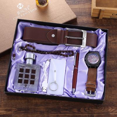 China Fashion Promotion Set Gift Box Pen Belt Waterproof Men Perfume Gift Set Watches Men Wrist Brand for sale