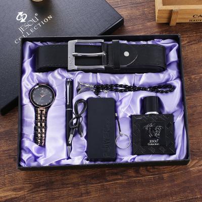 China Wholesale Fashion Waterproof Men Gift Set Watches Wallet Sunglasses Pen Belt Perfume Power Bank Mens Gift Box Customized Luxury Set for sale