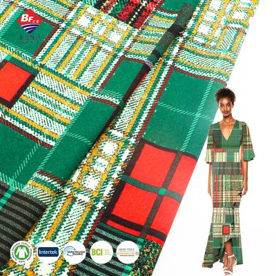 China Stretch Ready To Ship 100% Rayon Stretch Woven Hot Digital Printing Dress Fabric For Coat for sale