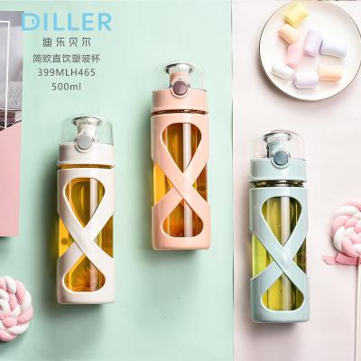 China Sustainable Water Bottle Borosilicate Plastic Sport Glass Drinking Water Bottle for sale