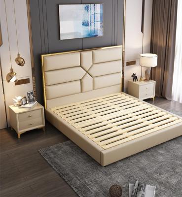 China (Size)2021 Adjustable New Modern Design Bed Room Home Furniture Bed Genuine Leather Luxury King Size Bed for sale