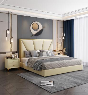 China Storage Europe Style Italian Bedroom Furniture Beds Set Modern Luxury King Size Wooden Beds Designs Soft Wooden Double Leather Bed for sale