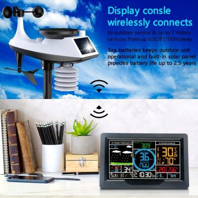 China Rain Range 0 To 9 Solar Powered Outdoor Weather Station With Wind And Humidity Sensors for sale