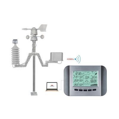 China Customized OEM Support Black And Silver Solar Wireless Weather Station With PC Interface for sale