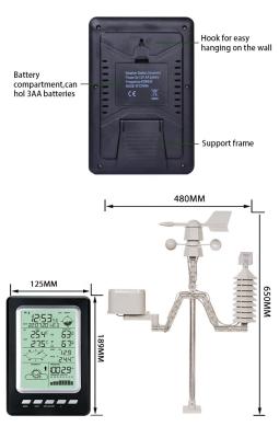 Cina Modello personalizzabile Home Wifi Weather Forecast Station Con Direzione del Vento Dimensione 189*125*27mm in vendita