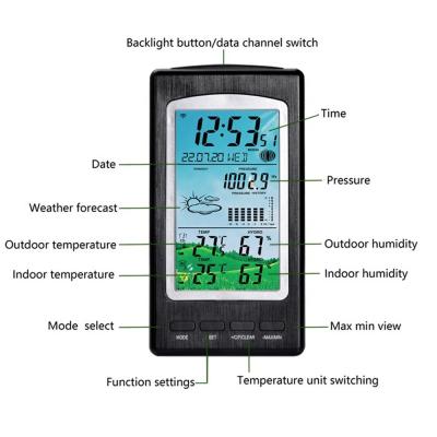 China WS1070C Hygrometer Thermometer Barometer Receiver For Indoor And Outdoor Weather Monitoring for sale