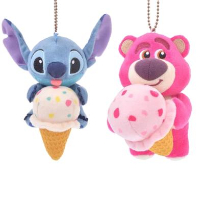 China Disney 10CM Cute Bear Stitch Ice Cream Anime Sound Doll Keychain Pendant Plush Ornament Kids Toy Birthday Gifts Fun for sale