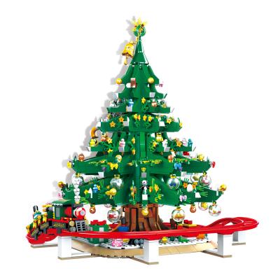 China DIY TOY Snow White Christmas Tree With Train 2126pcs/set Christmas Trees Building Block Bricks For Kids Christmas Gifts for sale