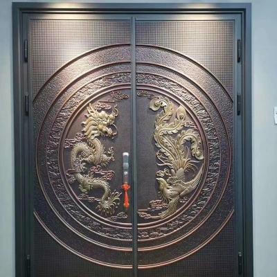 China Luxury Sunscreen Dragon Carved Door Phoenix Unique Fancy Exterior Doors Bulletproof Resistant Door For Villa for sale