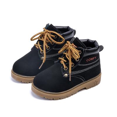 China Factory direct sale trend fashion winter rubber leather boots durable PU snow solid color children shoes for sale