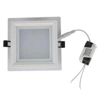 China Indoor high brightness 6w 9w 12w 18w 24w led square smd glass panel ceiling down light for sale