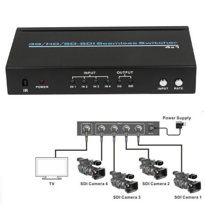 China 4 Port BNC HD SD 3G SDI Seamless switcher 4x1 Switch 2.97Gb/s 1080P + IR Remote 1080p@60Hz for sale