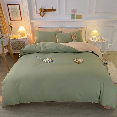 China Organic White Folded Solid Color Polyester Bedding Set With Sheets for sale