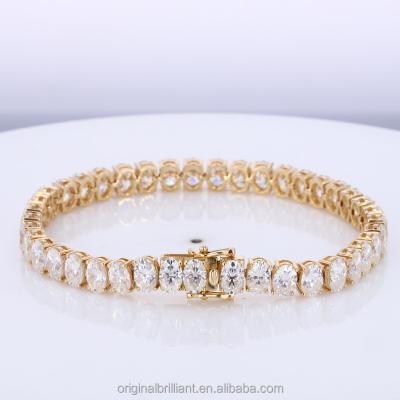 China Latest Design Fashion 14K Gold Moissanite Bracelets 4*6mm Oval Cut D Color Diamond Charm Bracelet for sale