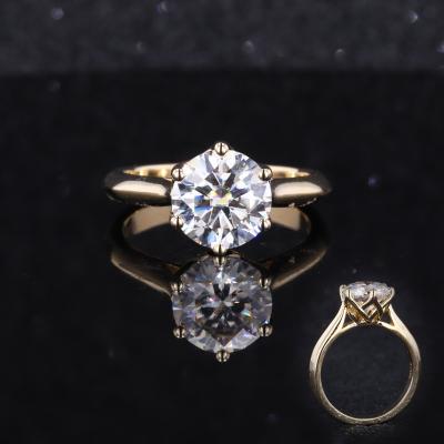 China Starsgem CLASSIC Hot Sale 14K Yellow Gold 8mm H&A Cut Moissanite Solitaire Engagement Ring for sale