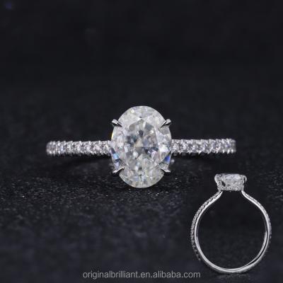 China Manufacturer Direct Sale CLASSIC 10K White Gold Rings 6*8mm Lab Grown Moissanite and Diamond Wedding Ring for sale